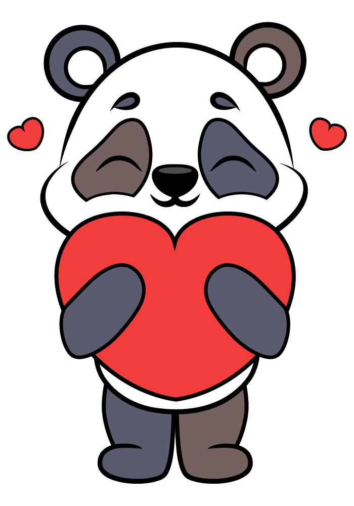 Hello Kellyco panda hugging a big heart tightly.