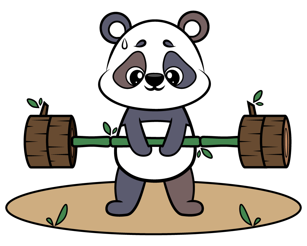 Hello Kellyco panda trying to lift a very heavy weight, working hard but struggling.