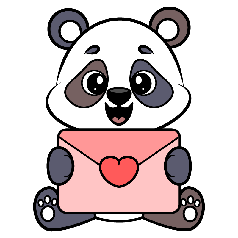 Hello Kellyco panda holding a letter for web development news and tutorials